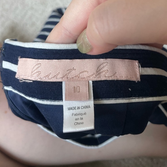 Anthropologie Hutch Chauncey Navy Blue White Asymmetric Striped Skirt Sz 10 - Picture 6 of 9